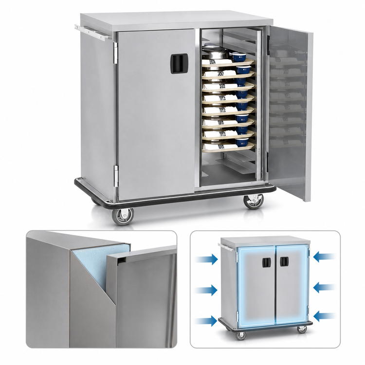 Product image #3 for FWE Insulated Ambient Tray Delivery Cart with 2 Doors and 18 Pair Fixed Slides