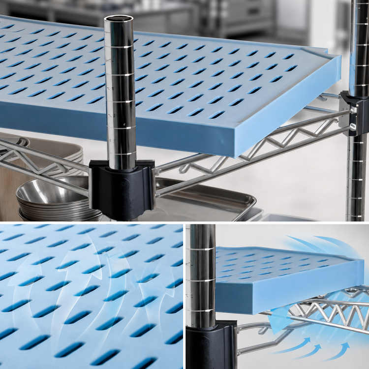 Product image #3 for QuadPLUS 60-Inch x 18-Inch Vented Blue Polymer Shelf Mat with Wire QuadTruss Frame