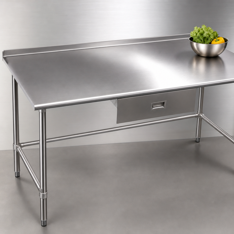 Product image #3 for Eagle Budget Series 84" x 36" 430 Stainless Steel Work Table with 1-1/2" Rear Up-Turn