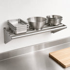 Thumbnail image #3 for John Boos BHS1648-T Tubular Wall-Mounted Stainless Steel Shelf with End Brackets, 48"W x 16"D
