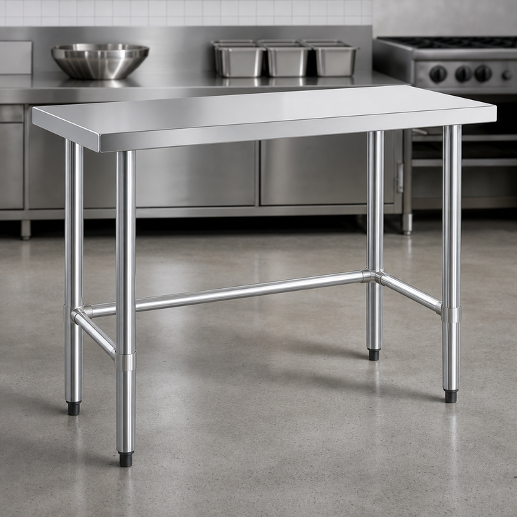 Product image #3 for 48 Inch x 18 Inch Open Base Worktable with 16 Gauge 304 Stainless Steel Flat Top