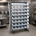 Thumbnail image #3 for Quantum QPRS-104CL Sloped Single-Sided Steel Pick Rack with 8 Shelves and 40 Clear Bins, 36 x 18 x 60 Inches