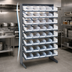 Thumbnail image #3 for Quantum Sloped Single-Sided Steel Pick Rack with 8 Shelves and 40 Clear Bins, 36 x 18 x 60 Inches