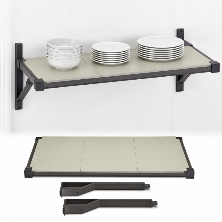 Product image #3 for Cambro Camshelving Elevation Series 21" x 42" Solid Wall Shelf Kit, Brushed Graphite