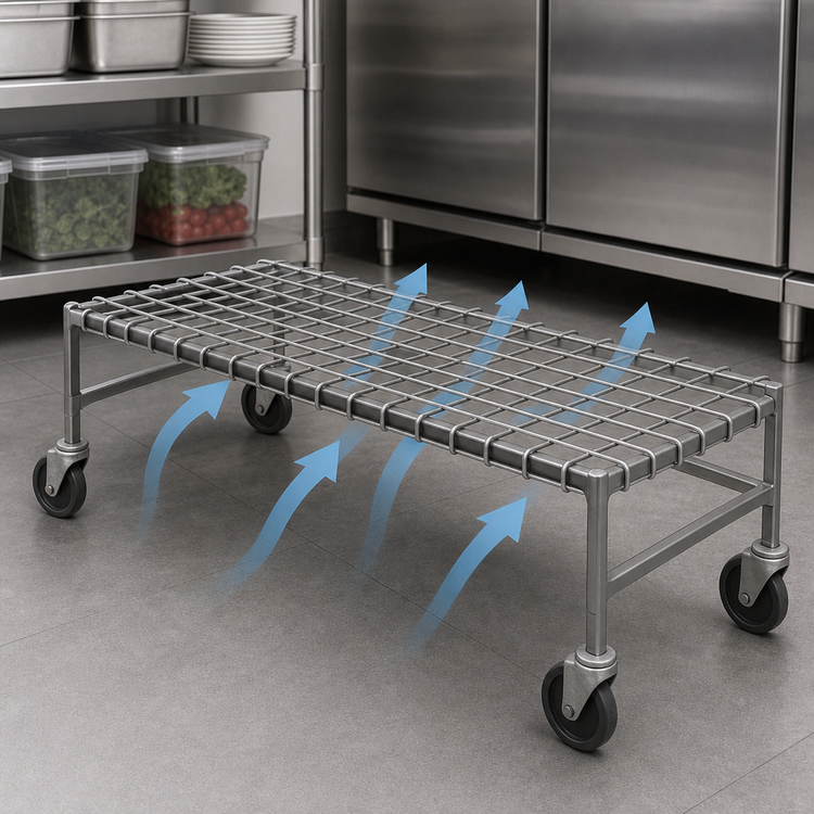 Product image #3 for EagleGard Mobile Wire Dunnage Rack, 60 x 21 x 14 Inches, 800 lb. Capacity