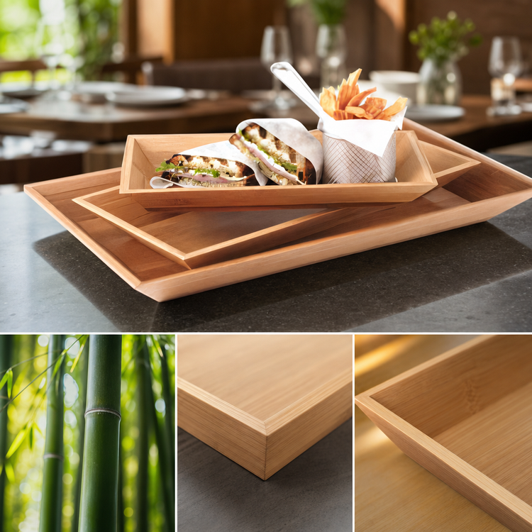 Product image #3 for American Metalcraft Rectangular Bamboo Serving Tray, 18 x 8-1/4 x 2 Inch