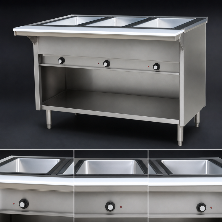 Product image #3 for Eagle Group Spec-Master 48-Inch Natural Gas 3-Well Hot Food Table with Cutting Board and Enclosed Base