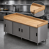 Thumbnail image #3 for BK Resources CMBT-3096S Hard Maple Bakers Top Chef Table with Stainless Steel Cabinet Base and Sliding Doors