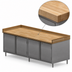 Thumbnail image #3 for BK Resources 96-Inch Hard Maple Chef Table with Cabinet Base and Locking Hinged Doors