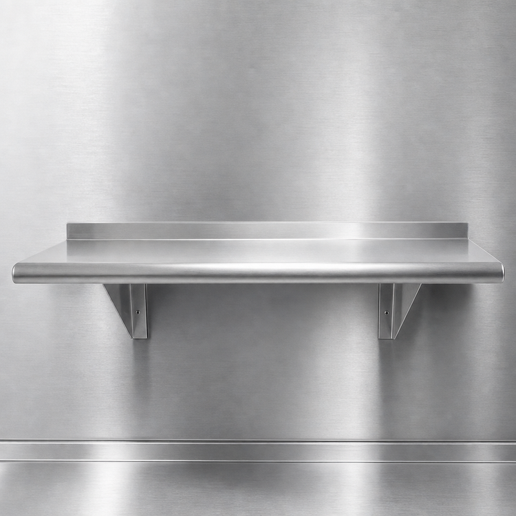 Product image #3 for Advance Tabco 42-Inch-Wide Wall-Mounted 304 Stainless Steel Shelf, 12-Inch Deep, 16 Gauge, Satin Finish