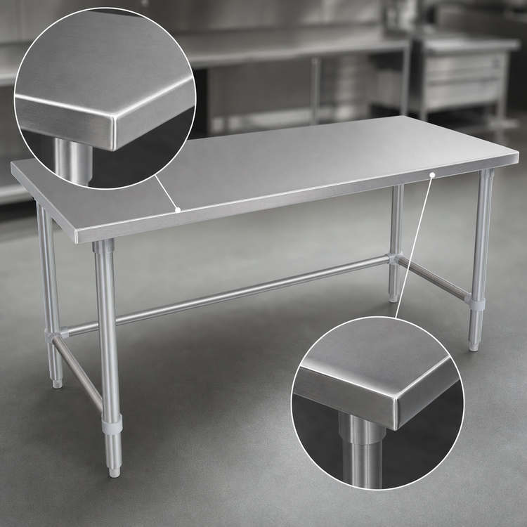 Product image #3 for John Boos Stallion 72-Inch x 24-Inch 16-Gauge 300 Series Stainless Steel Flat Top Work Table
