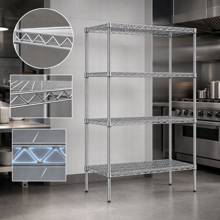 Product image #3 for Eagle Group 4-Tier Starter Wire Shelving Unit, 36 Inches W x 18 Inches D x 63 Inches H, Stainless Steel Finish