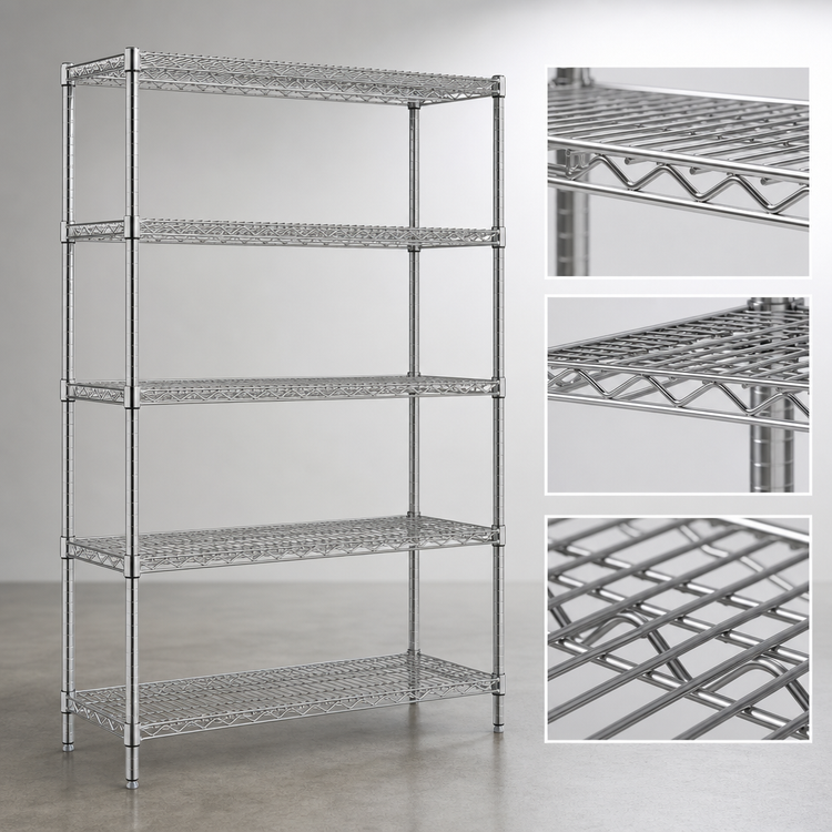 Product image #3 for Redipak 5-Tier Wire Shelving Unit, 60W x 24D x 63H, Stationary, Zinc Finish