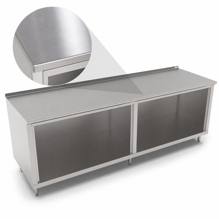 Product image #3 for John Boos Modular Base Open Front Cabinet Work Table, 108 x 30 Inches, 14-Gauge 300 Series Stainless Steel Top