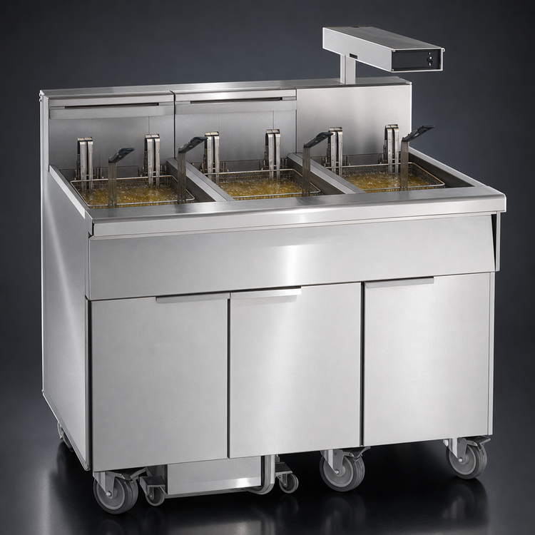 Product image #3 for Imperial Electric Floor Model 6-Battery Fryer with Built-In Filter System, 75 lb. Tanks