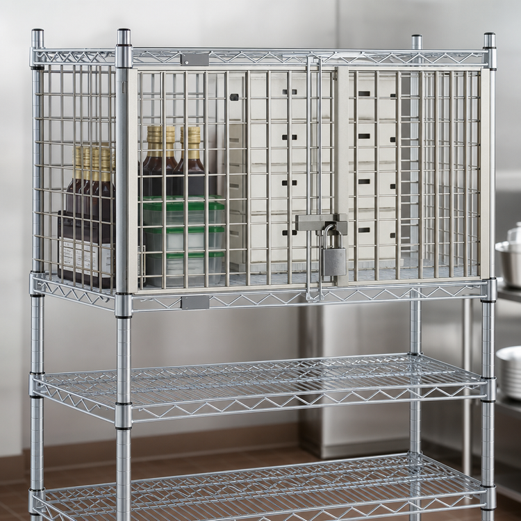 Product image #3 for Eagle Group Stainless Steel Security Enclosure Kit with Side Hinged Doors for Wire Shelves, 30 x 18 Inches