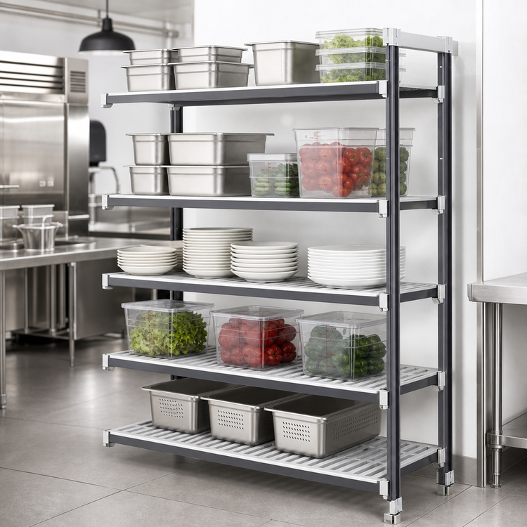 Product image #3 for Cambro Camshelving Elements XTRA 5-Tier Vented Stationary Add-On Polymer Shelving Unit, 24 x 60 x 64 Inches
