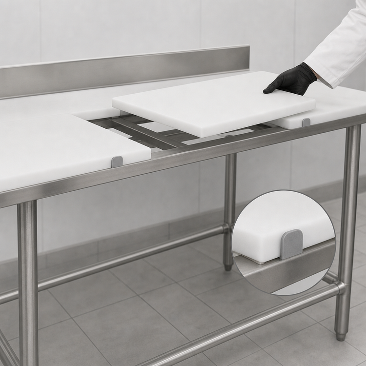 Product image #3 for Eagle Group 120 Inch x 30 Inch Poly Top Cutting Table with 4-1/2 Inch Backsplash
