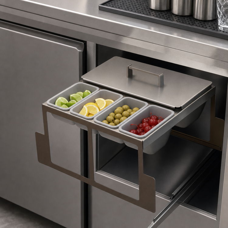 Product image #3 for Glastender 8-Cup Partial Condiment Drawer Insert for 18-Inch Door Opening Bar-Profile Cooler