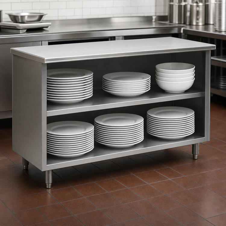 Product image #3 for Eagle Group Spec-Master Open Front Plate Cabinet with Stainless Steel Top and Fixed Shelf, 72 W x 18 D Inches
