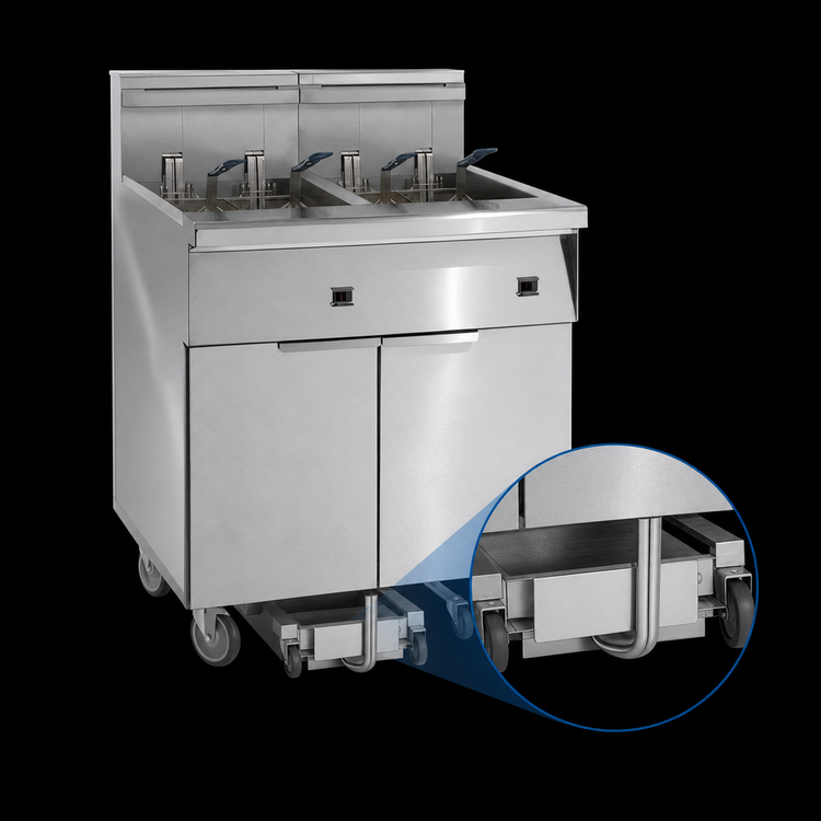 Product image #3 for Imperial Electric Triple Battery 75 lb. Floor Model Fryer with Built-In Space Saver Filter System and Immersed Elements