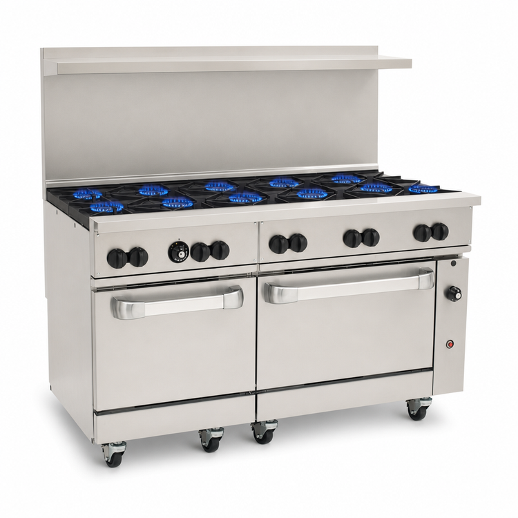 Product image #3 for Vulcan Endurance 60-Inch Natural Gas Restaurant Range with 10 Open Burners and 2 Standard Ovens