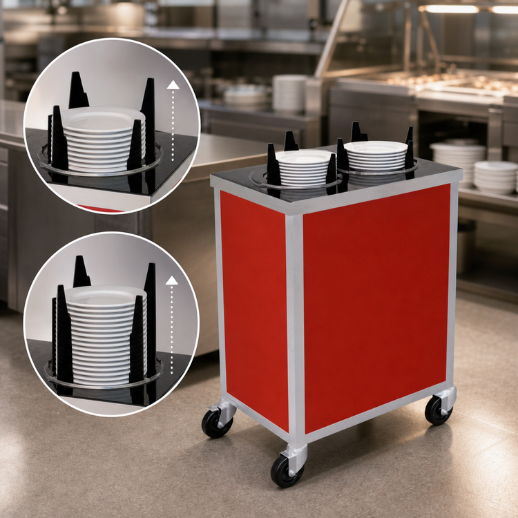 Product image #3 for Atlas Metal MEPD4H-7-1/4 Heated Mobile Plate Dispenser with 4 Tubes