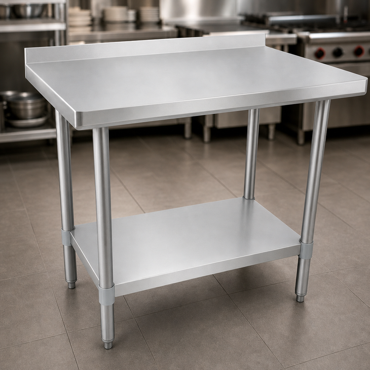 Product image #3 for BK Resources 60-Inch x 18-Inch Stainless Steel Work Table with 1-1/2-Inch Rear Riser and Adjustable Undershelf