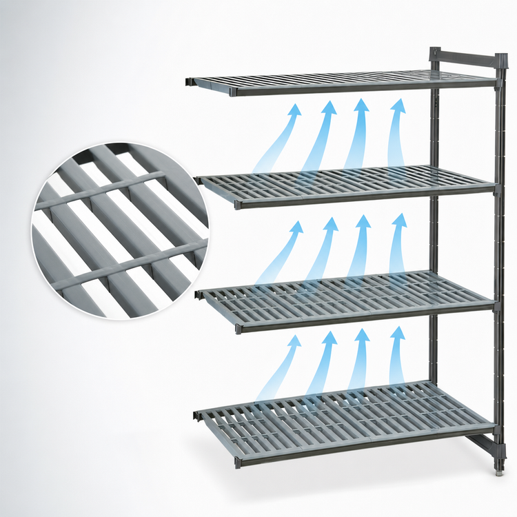 Product image #3 for Cambro Camshelving® Basics Plus 4-Tier Add-On Polymer Shelving Unit, 36 Inches x 24 Inches x 72 Inches, Brushed Graphite