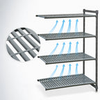 Thumbnail image #3 for Cambro Camshelving® Basics Plus CBA243672V4580 4-Tier Louvered Add-On Polymer Shelving Unit, 36 x 24 x 72 Inches, Brushed Graphite