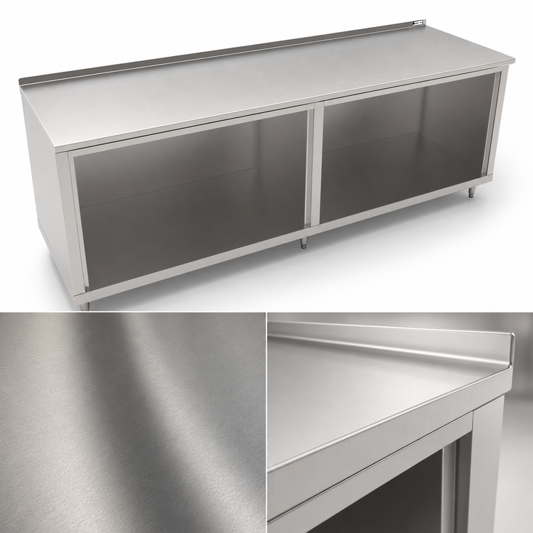 Product image #3 for John Boos Open Front Cabinet Base Work Table with 1-1/2" Rear Riser, 144" W x 36" D