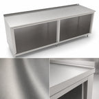 Thumbnail image #3 for John Boos 4CO6R1.5-36144 Open-Front Stainless Steel Work Table, 16-Gauge 300 Series Top, 1-1/2-Inch Rear Riser, 144W x 36D