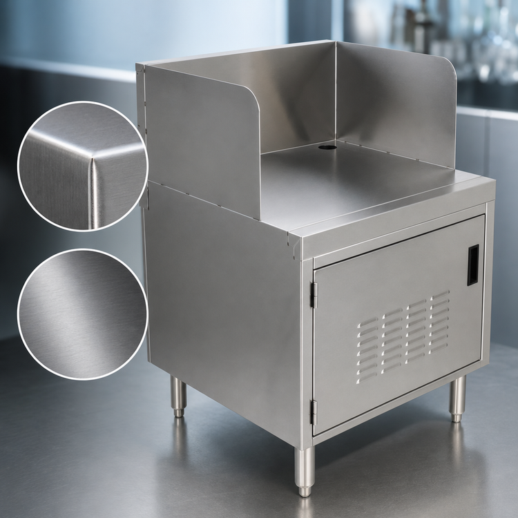 Product image #3 for Advance Tabco Prestige 18-Inch Underbar Point of Service Cabinet with 11-Inch Backsplash and Louvered Door