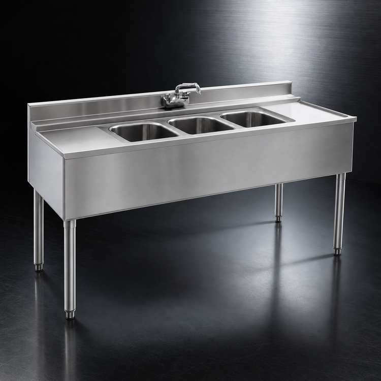 Product image #3 for Eagle Group 2200 Series 60-Inch Three-Compartment Underbar Sink Unit with Right Drainboard