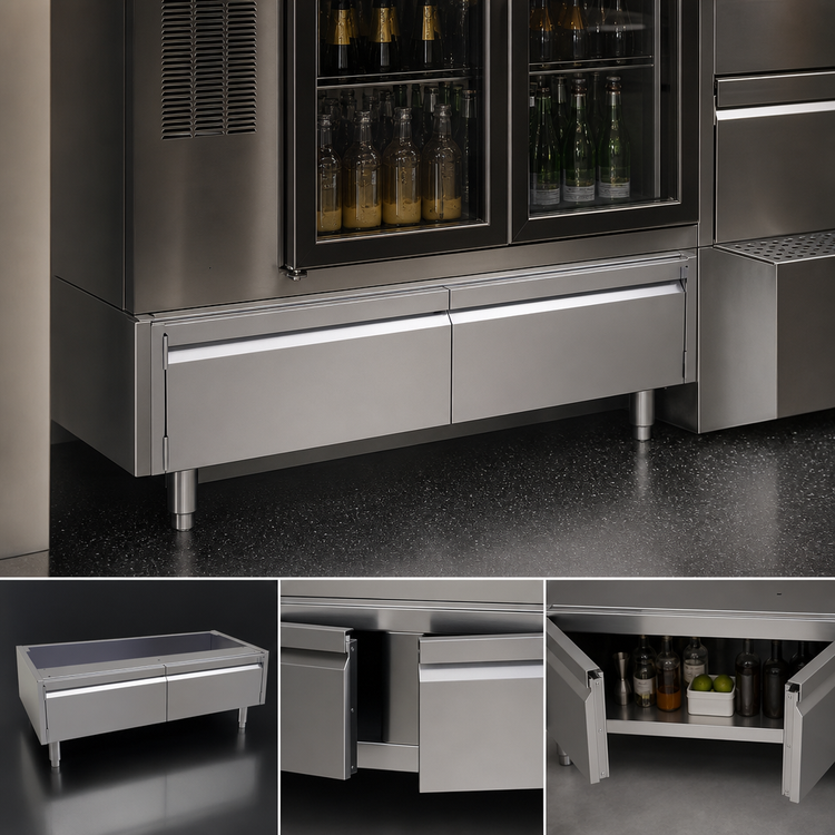 Product image #3 for Glastender Underbar Add-On Cabinet Base with Two Hinged Doors, 46"W x 24"D x 16"H, Stainless Steel