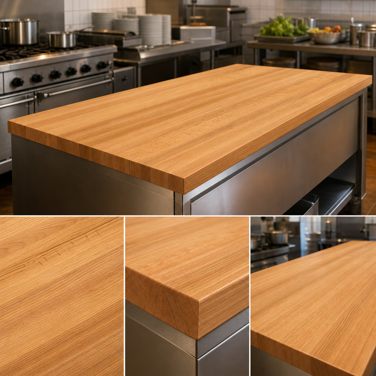 Product image #3 for John Boos Appalachian Red Oak Island Countertop, 132 x 38 Inches, 1-1/2 Inch Thick, Varnique Finish