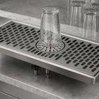 Thumbnail image #3 for Perlick Corporation 6040-GRC Surface Mount Stainless Steel Drainer with Built-In Center Rinser, 37-Inch, Straight Edge, Removable Glass Rack