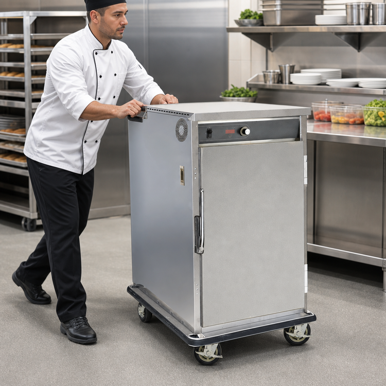 Product image #3 for FWE Heated Holding Transport Cabinet, Mobile, Insulated, 14 Basket / 7 Sheet Pan Capacity