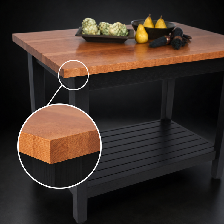 Product image #3 for Rouge et Noir Le Classique 60" x 30" Wood Island Work Table with Undershelf