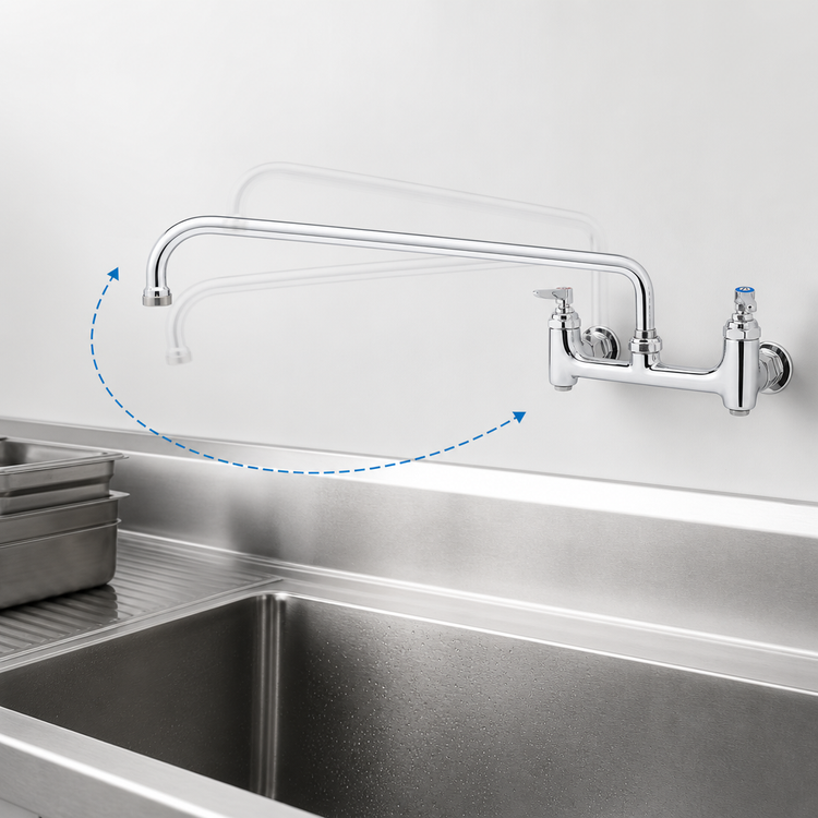 Product image #3 for T&S Brass B-0230-BST Wall-Mount Sink Mixing Faucet with 18-Inch Swing Nozzle