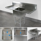 Thumbnail image #3 for John Boos Pro-Bowl 41PB20-2D18 1-Compartment Stainless Steel Sink with Left & Right Drainboards, 10-Inch Backsplash, 20 x 20 x 12-Inch Bowl