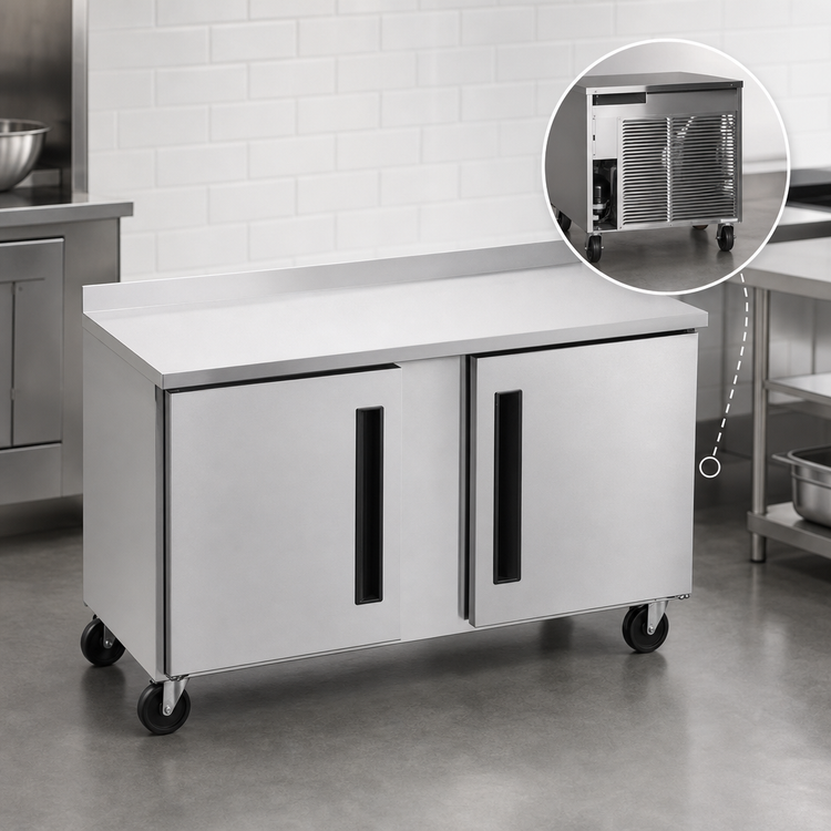Product image #3 for Traulsen Centerline Compact Two-Section 60-Inch Undercounter Worktop Freezer with Right/Right Solid Doors