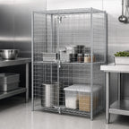 Thumbnail image #3 for Klinger's Trading SECURITYCAGE-2430 Stationary Wire Security Cage, 2 Shelves, 30"W x 24"D x 63"H, Chrome
