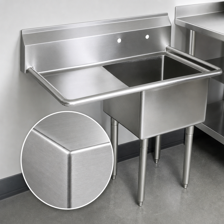 Product image #3 for John Boos E-Series 1-Compartment Sink with 18-Inch Left Drainboard, 16 x 20 x 12 Bowl