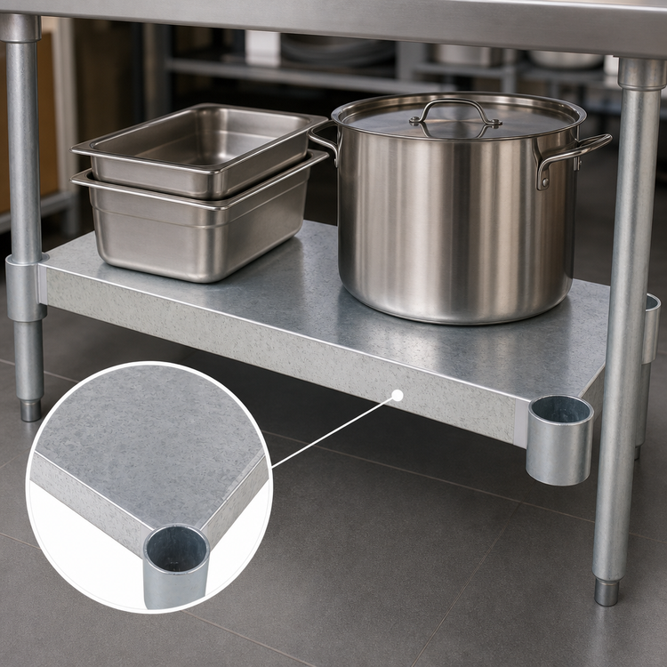 Product image #3 for BK Resources Adjustable Galvanized Steel Undershelf for 84 x 24 Inch Work Table