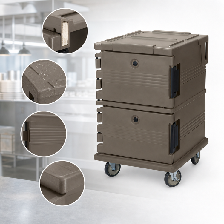 Product image #4 for Cambro Ultra Camcart Double-Compartment Front-Loading Insulated Food Pan Carrier