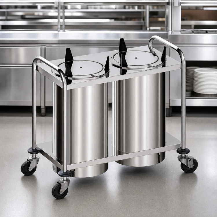 Product image #3 for Atlas Metal MOPD4H-5 4-Tube Heated Mobile Plate Dispenser for 5" Plates