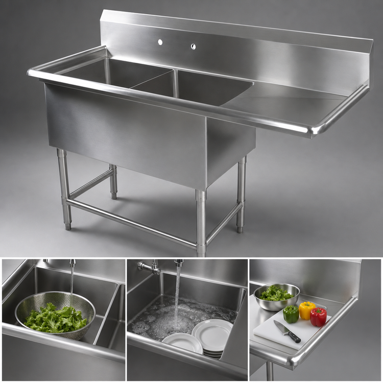 Product image #3 for John Boos Pro-Bowl 2-Compartment Stainless Steel Sink with 36-Inch Right Drainboard, 100-3/16 Inch Wide
