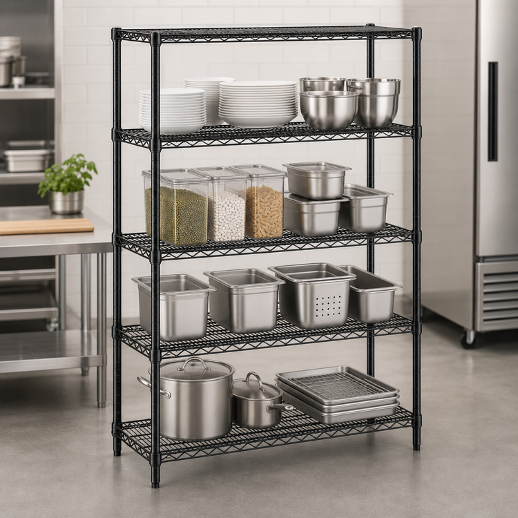 Product image #3 for Add-A-Shelf 4-Tier Stationary Wire Shelving Starter Unit, 36W x 24D x 63H, Black Epoxy