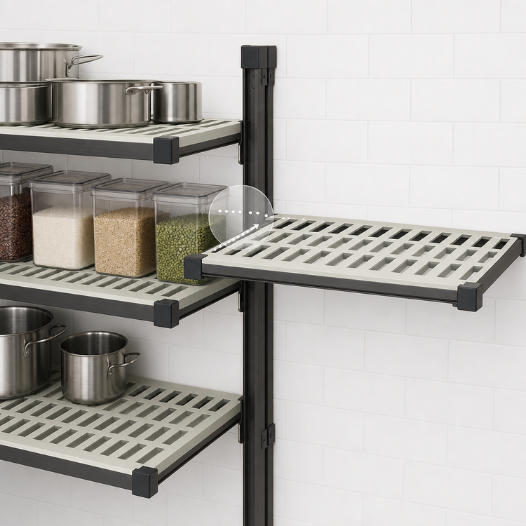 Product image #3 for Cambro Camshelving Elevation Wall-Mounted Add-On Shelf Kit, 21 x 24 Inches, Vented, Brushed Graphite